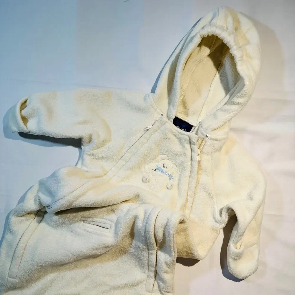 Vintage Carters Polar Bear Fleece Winter Bunting w/ Hood Gender Neutral